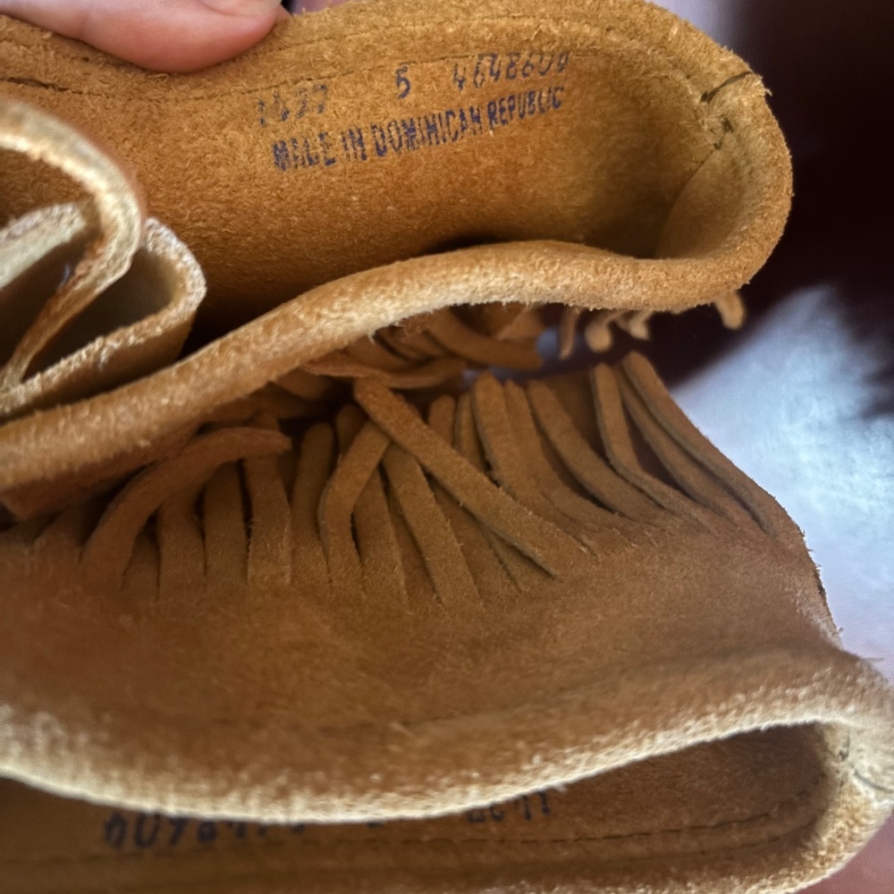 Tall Tan Leather Minnetonka Moccasin Boots - Picture 3 of 13